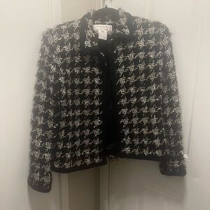 Jones New York Black and White Checkered Blazer